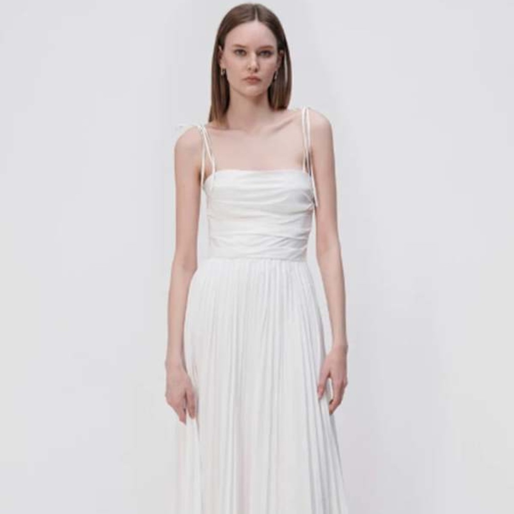 Jonathan Simkhai Caroline Cotton Poplin Midi Dress - White 4